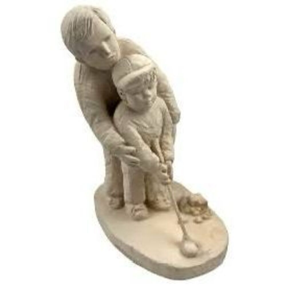 Vintage Austin Sculpture Dee Crowley Future Golfer Figure Beige Father Dad Son